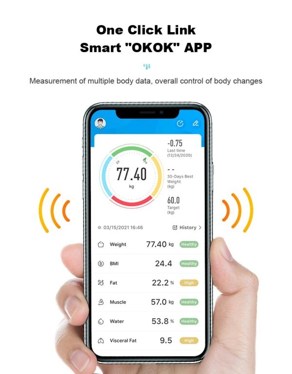 Bluetooth Weight Scale Body Report Analysis and LCD Display, OKOK Mobile Apps. - Image 9